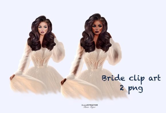 Bride Clipart: Wedding Female Style for Modern Design