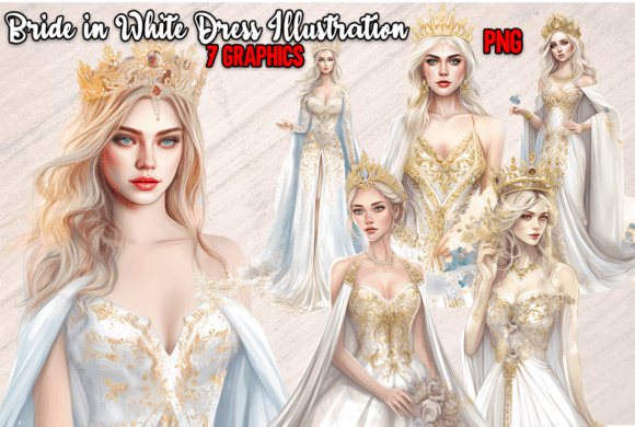 Bride in White Dress Wedding Clipart: A Designer's Asset