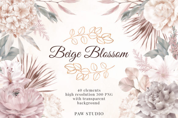 Elegant Wedding Flowers Leaves Rose Palm Clipart Collection