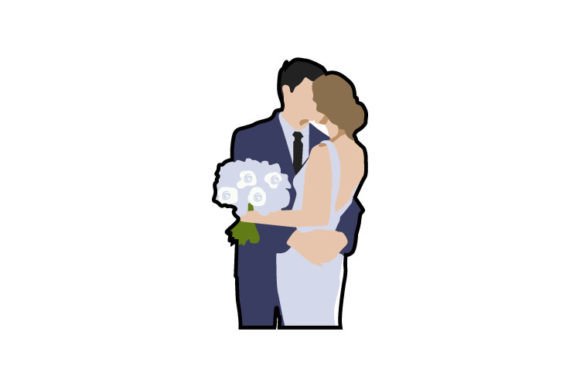 Happy Kissing Couple Wedding Bride: A Design Asset for Celebration