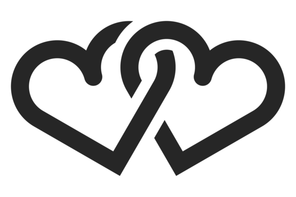 Linked Hearts Symbol: Wedding Love Black Design Guide