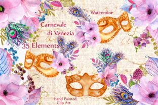 Pink Gold Wedding Flowers Clipart: 32 Hand-Painted Elements
