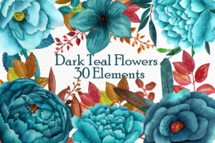 Watercolor Clipart: Autumn Flowers for Fall Wedding & Teal Designs
