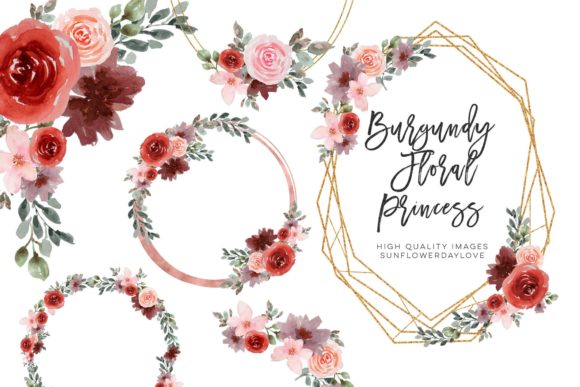 Watercolor Flower Frame Clipart for Wedding Projects