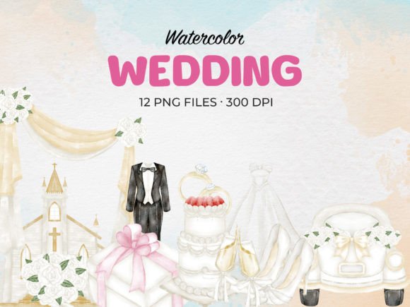 Watercolor Wedding and Marriage Clip Art: Design Assets for Celebrations