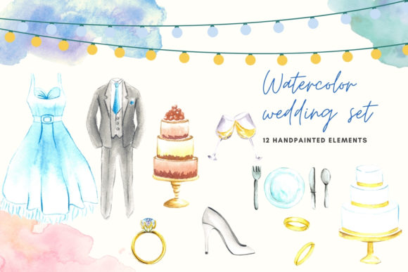 Watercolor Wedding Invitation Elements for Elegant Designs
