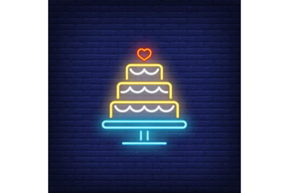 Wedding Cake Neon Sign: Glowing Neon Big for Your Designs