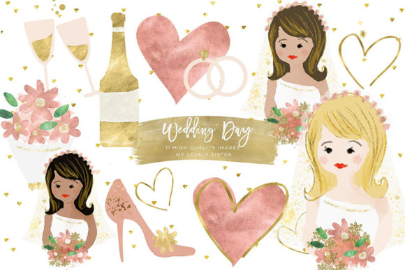 Wedding Clip Art & Bride Bouquet Clip Art: Essential Design Assets